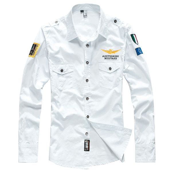 

nasa casual shirts for men luxury designer mens embroidered flag long sleeve ma1 shirt fashion plus size 100% cotton white large shirt s-4xl, White;black