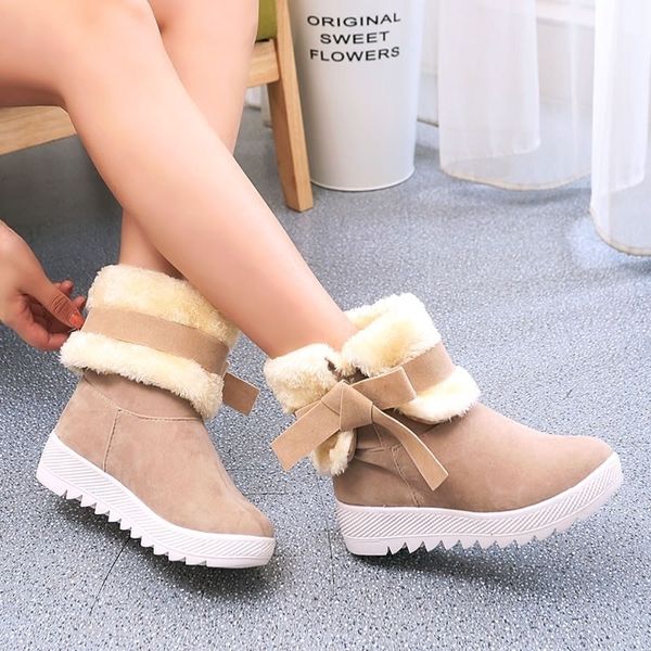 

women boots warm women shoes fishion winter waterproof snow boots plush thick bottom ankle platform botas mujer booties, Black