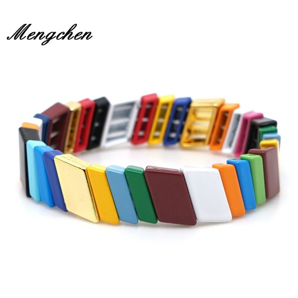 

bohemian новый дизайн радуга плитка ручной работы сплетенный цинковый сплав стекируемые многоцветный браслет для женщин партия подарков, Black