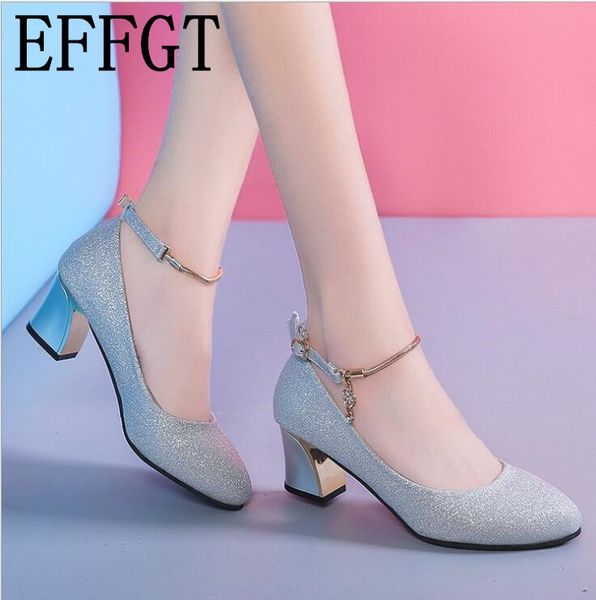 

effgt fashion female high heel dress shoes silver sequins bride single shoes round platform women wedding shoes size 35-41 a375, Black