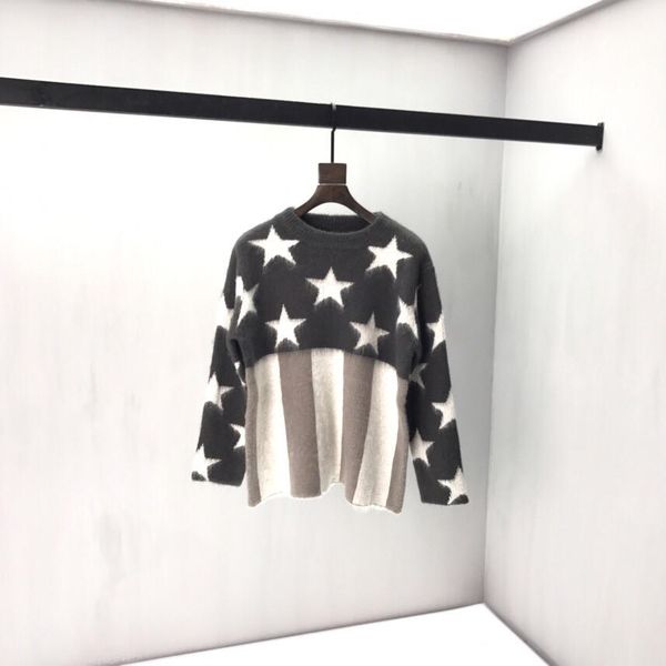 

19ss france paris luxury autumn and winter latest mohair men's designer fashion long-sleeved sweater tag sale, Black