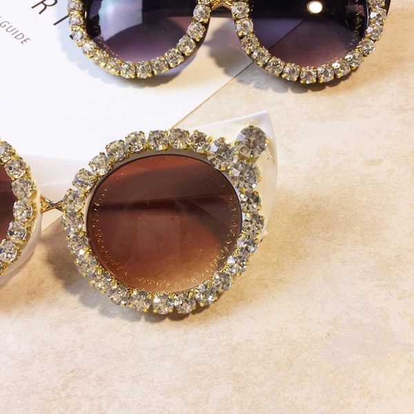 

wholesale-women luxury sunglasses brand designer luxury rhinestone cat eyesglasses vintage shades eyewear, White;black