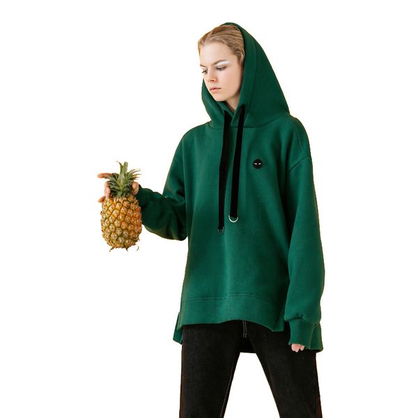 

toyouth black sweatshirts for women autumn casual embroidery loose boyfriend style fleece pullovers female green hoodies