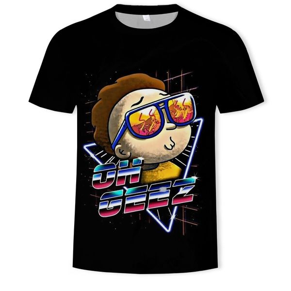 

mens designer casual 3d rick and morty printed short sleeves, White;black