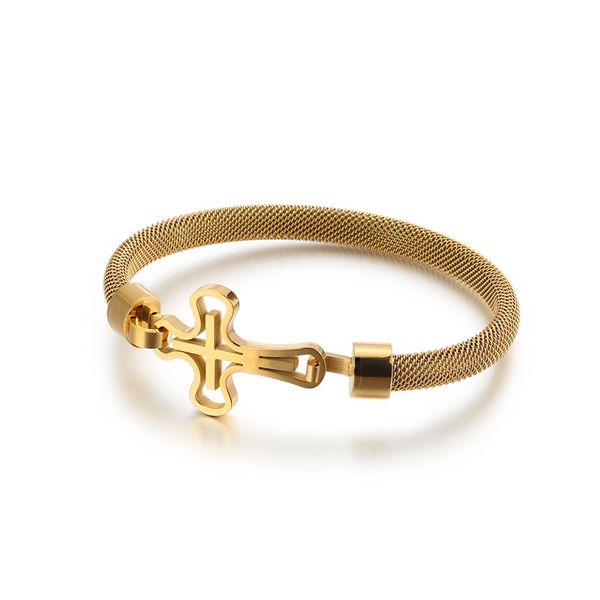 

ювелирные изделия из нержавеющей стали браслет мужчины и женщины универсальный крест сетки браслеты серебро розового золота способа цвета пе, Black