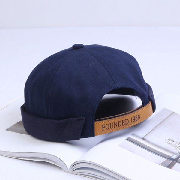 

унисекс hip hop solid color sailor hat cap докер без полей beanie прокат манжета тюбетейке с регулируемым letters поддельный кожаный ремешок, Blue;gray