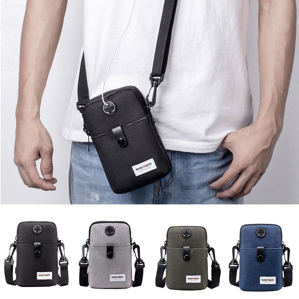 

men phone bags diagonal mini shoulder multi-function mobile phone bag outdoor sports bag fashion wide shoulder bags for male #5$