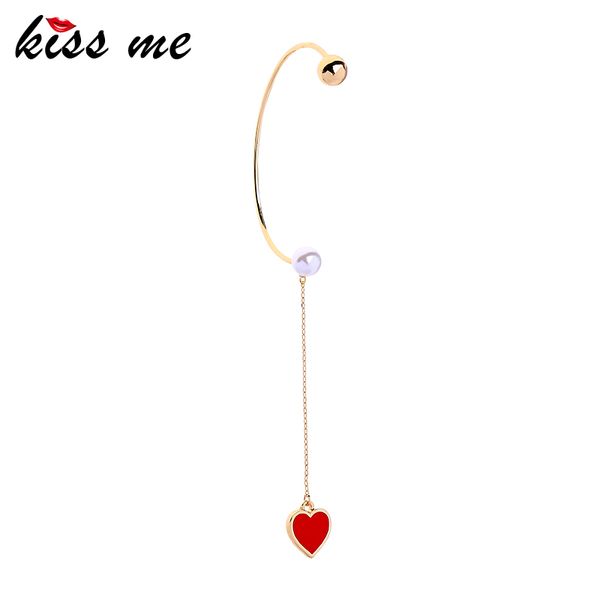 

kiss me unique red&black enamel little heart long chain drop earrings for women acrylic pearl hang earrings fashion accessory, Silver
