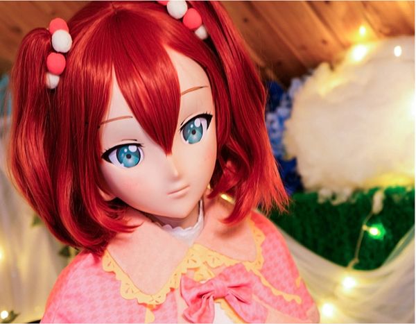 

lili mask-11) сладкая девушка смола маска для головы kigurumi косплей японская ролевая игра аниме-силиконовая маска kigurumi кроссдрессер к, Black;red