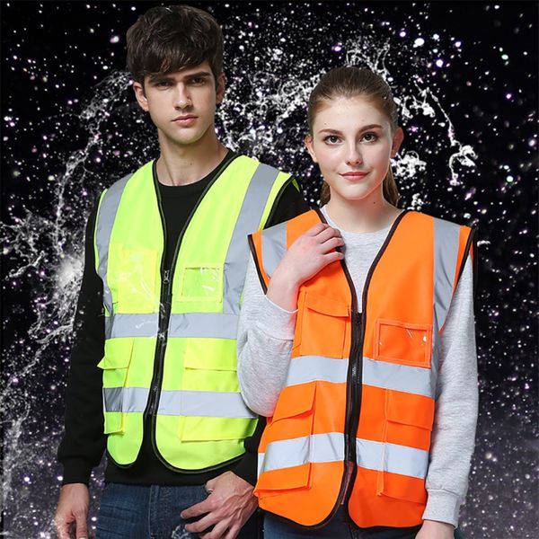 

outdoor cycling waistcoat reflective bicycle safety men harness reflective vest high visibility zipper riding vest, Black