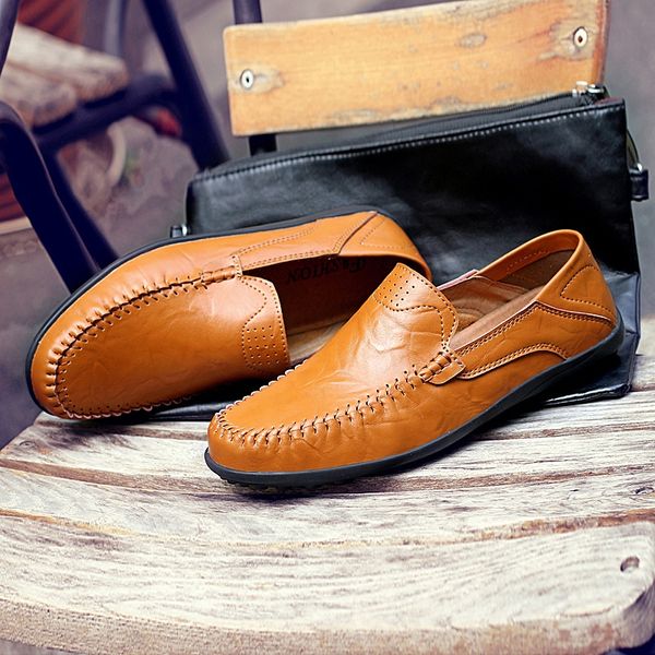 

breathable slip on flats loafers 2019 autumn casual shoes men handmade light leather shoes mens casual loafers footwear hc-251, Black
