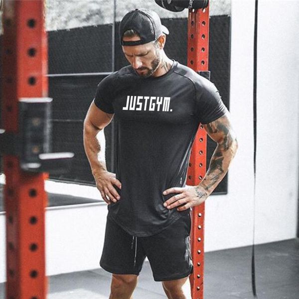 

muscleguys brand t-shirts 2020 summer short sleeve o-neck letters printed slim t shirt mens gym bodybuilding fitness tee shirt, White;black