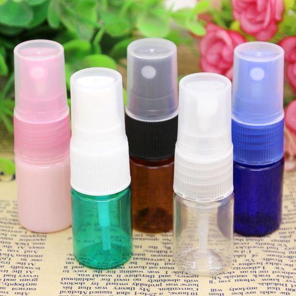 

plastic spray bottle 5ml refillable pet perfume atomizer cosmetic container mini small round atomizer for lotion skin softer sample