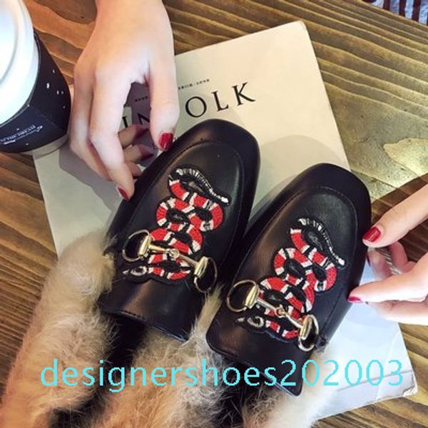 

autumn and winter woolen shoes plus lazy shoes casual students flat bottom rabbit fur peas square head women shoes s03, Black