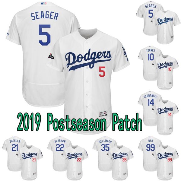 

2019 Postseason Patch Corey Seager Jersey Justin Turner Enrique Hernandez Walker Buehler Clayton Kershaw Cody Bellinger Hyun-Jin Ryu