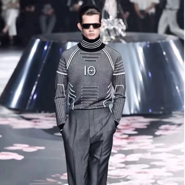 

19fw роскошный европейский шаблон нашивки печати свитер мода удобный свободный хлопок пуловер женщины мужчины конструктор свитер, White;black