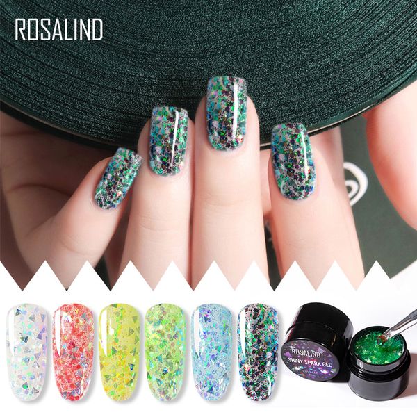 

rosalind 5ml shiny spark gel nail polish all for manicure semi permanent hybrid varnishes for nail art design poly gel base, Red;pink