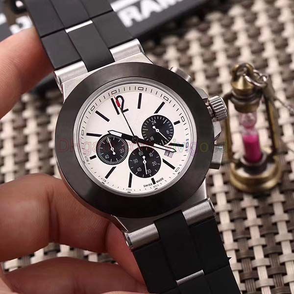 

men chronograph watches diagono chrono chronograph all working rubber bands sport men's watches, Slivery;brown