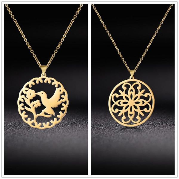 

chains lemegeton flower and bird kissing necklace for women man pendant stainless steel necklaces engagement jewelry, Silver