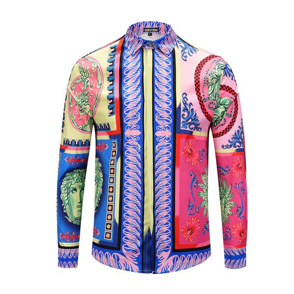 

seestern brand clothing dress shirts 3d print shirts men long sleeve party club designer man nightclub snake, White;black