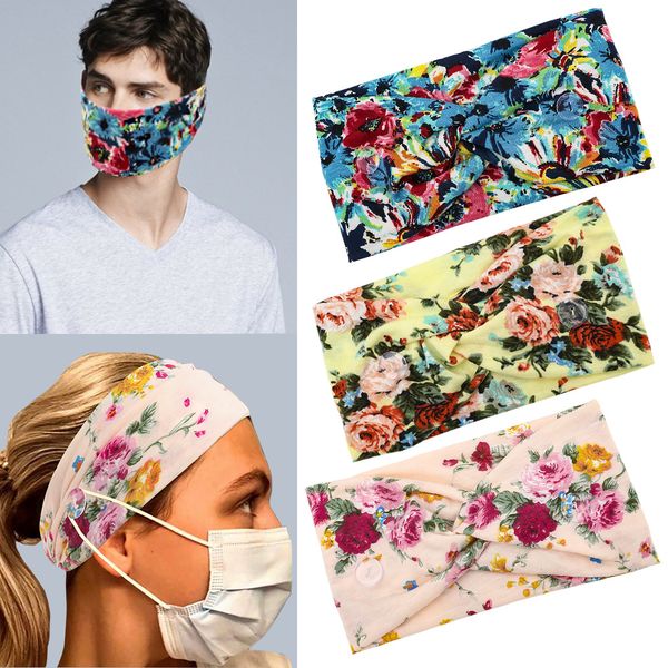

women men face mask headband holder new arrival sports headbands with button ear savers headband for face cover, Slivery;white