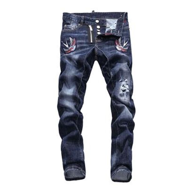 

blm men's distressed ripped skinny jeans designer mens jeans slim motorcycle biker causal mens denim pants hip hop men jeans sql08, Blue