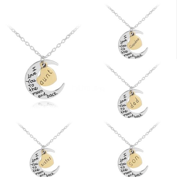

fashion letter mom heart shape inlaid crystal pendant necklace mother's day gift jewelry wholesale lots bulk 7 colors#715, Silver