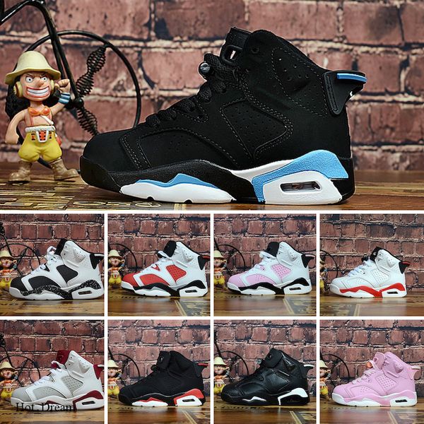 

kids basketball shoes boy&girl black red infrared carmine j 6 6s unc toro hare oreo youth children sports sneakers size eu28-35