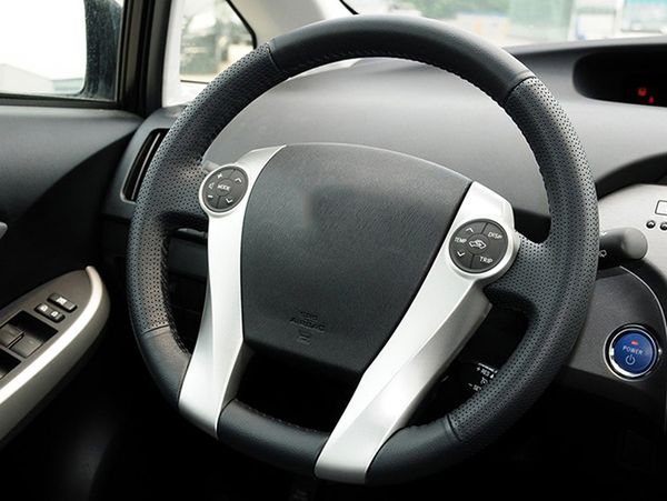 

car accessories hand-stitched leather car steering wheel cover for toyota prius 2009-2015 aqua 2014 2015