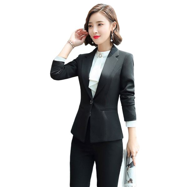 

two piece dress sets women white blazer and black long pants 2021 spring autumn office coat skirt professional set clothing ld1268