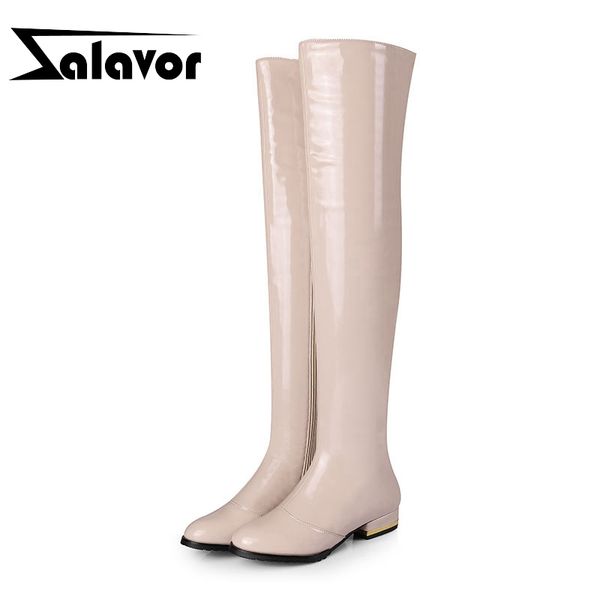 

zalavor plus size 31-43 real cow leather thigh high boots women winter warm fur knight shoes women casual zipper flats boots, Black