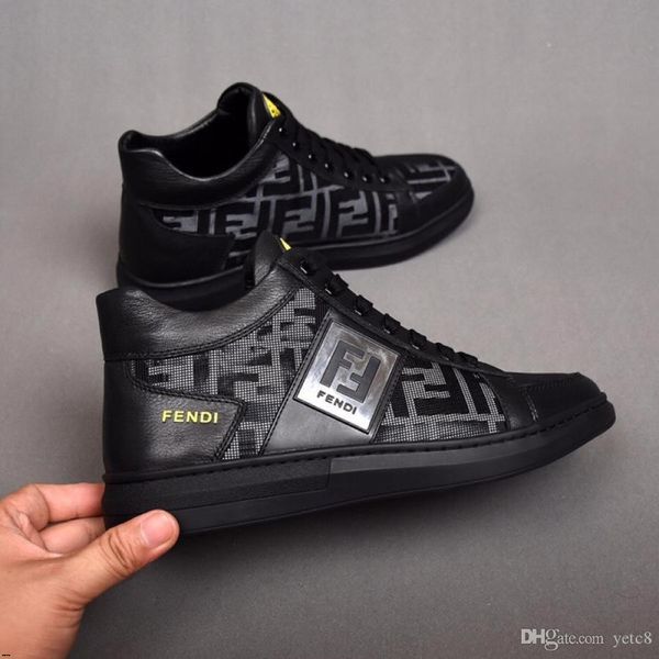 

19mm brand new high casual shoe for man canvas lace up mans hip hop shoe man high sneaker big size 39-45 yecq5, Black