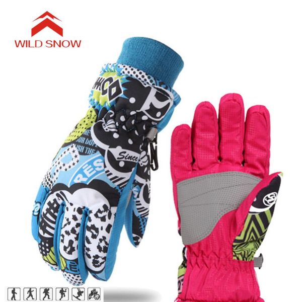 

wild snow waterproof ski gloves windproof snowmobile snowboard gloves snow sport handwear fleece thermal skiing for kids
