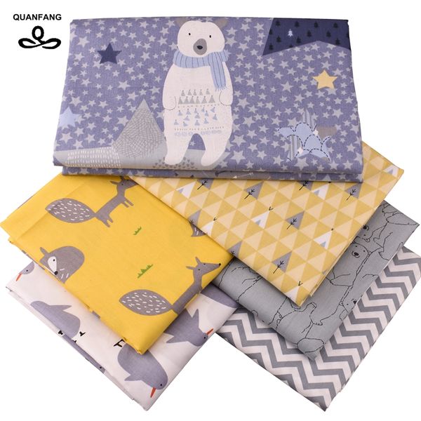 

quanfang 6pcs/lot or 50x160cm/piece printed twill cotton fabric for patchwork diy quilting sewing tissue baby children material, Black;white