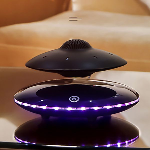

magnetic levitation smart bluetooth speakers super bass stereo wireless charging ufo style design hifi sound quality led coloured lights