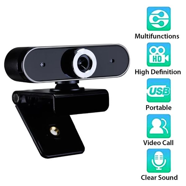 GL68 1080P Webcam, Video-Chat-Aufzeichnung, USB-Webkamera mit HD-Mikrofon für Computer, Desktop, Laptop, Online-Kurs, Konferenzen, Webcam