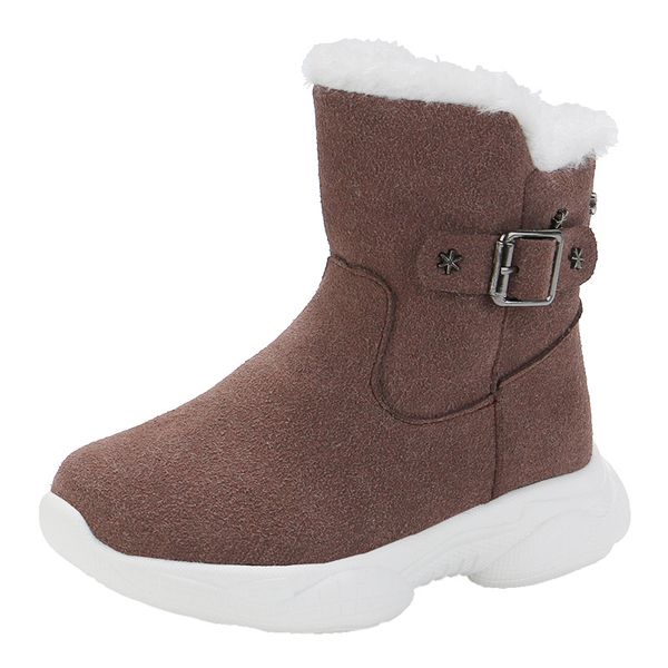 

3-12 год мода теплой плюшевые девушек школа boots для зимней принцессы big kids замша кожаных сапог детей снега обувь для девочек, Black;grey