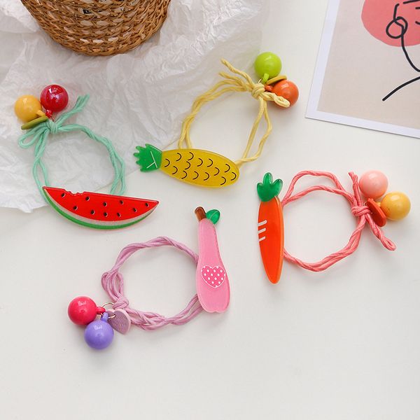 

cute acrylic carrot watermelon child elastics hair head bands kids girls ponytail holder rubber bands hair accessories headwear, Slivery;white