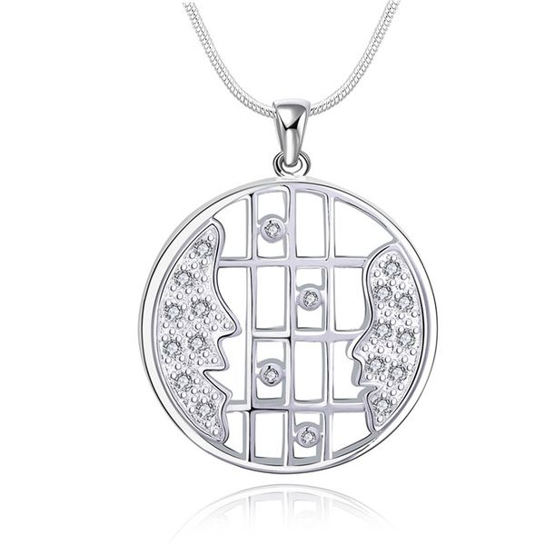 

позолоченные стерлингового серебра ожерелье 18 дюймов инкрустированные смайлик форма циркон кулон ожерелье dhsn538 горячая 925 серебряная пл, Silver