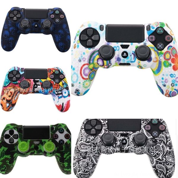 

rzltu case color skin silicone gel rubber cover for camouflage controller silicone ps4