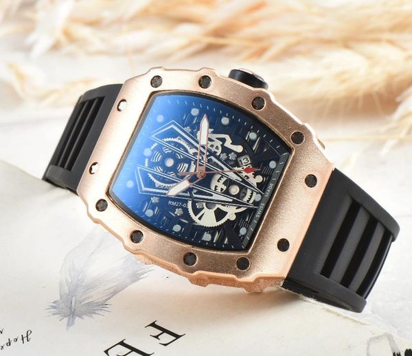 

new rm mens watch silicone ghost head skeleton watches skull sports quartz hollow wristwatches, Slivery;brown