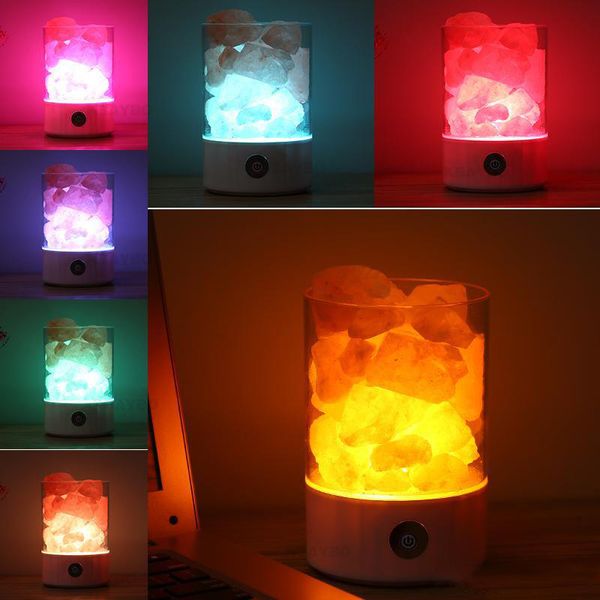 USB Crystal Light натуральная гималайская соляная лампа из светодиодов очиститель воздуха создатель настроения в помещении теплый свет настольная лампа спальня лава лампа