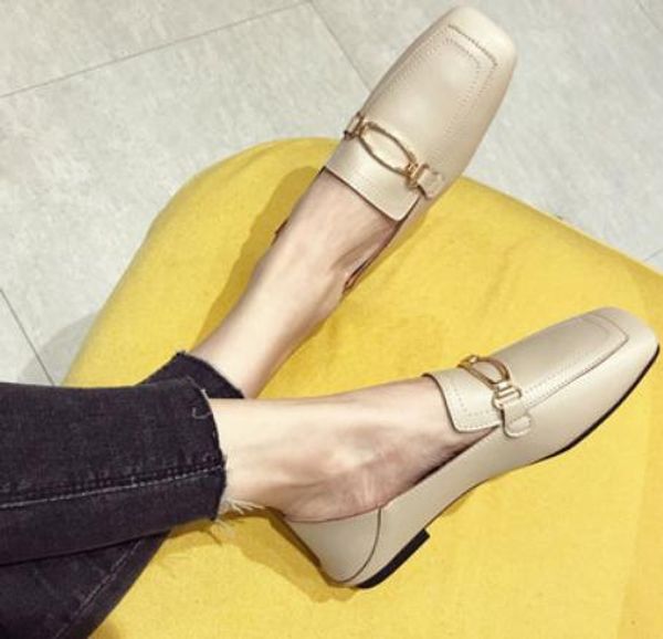 

2019 women's shoes in spring and autumn with new style flat bottom square head @32, Black