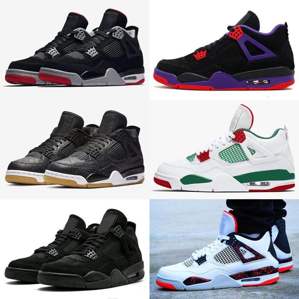

разводят jumpman 4 мужские детские ботинки баскетбола 4s черный красный pale citron кот pure денег oreo цемент альтернативные крылья моды сп, Black