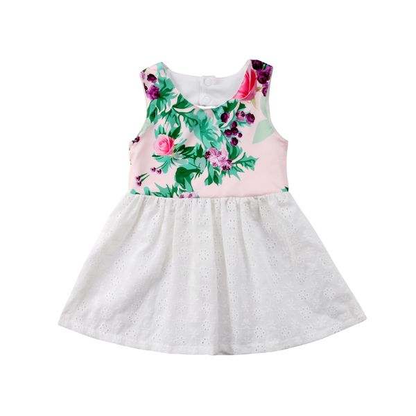 

2018 new fashion trend kids baby girls flower backless sleeveless party pageant dress sundress clothes sweet lovely summer ch, Red;yellow