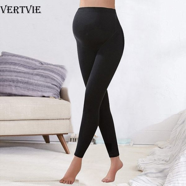 

vertvie winter leggings trousers warm solid pregnancy clothes for pregnant women high waist stretch pencil pants black trousers, White;red