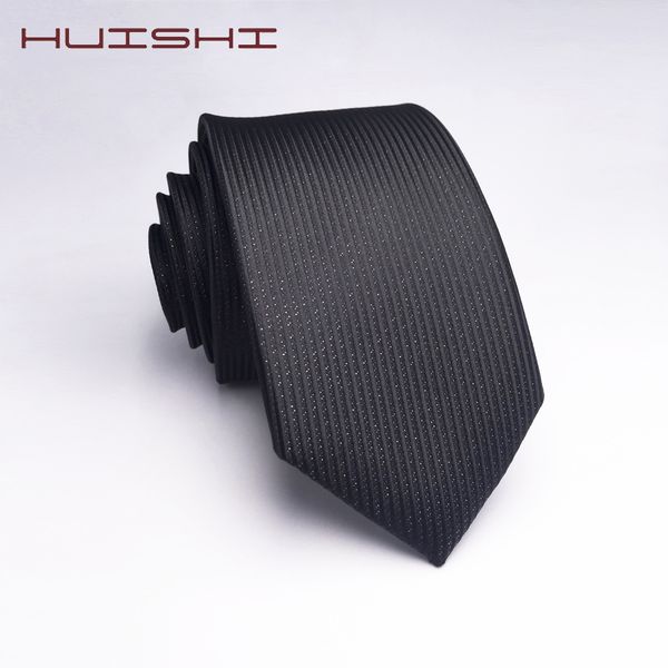 

huishi classic simple plain black mens ties business stripe 8cm and 6cm neckties jacquard woven polyester slim wedding gift, Blue;white