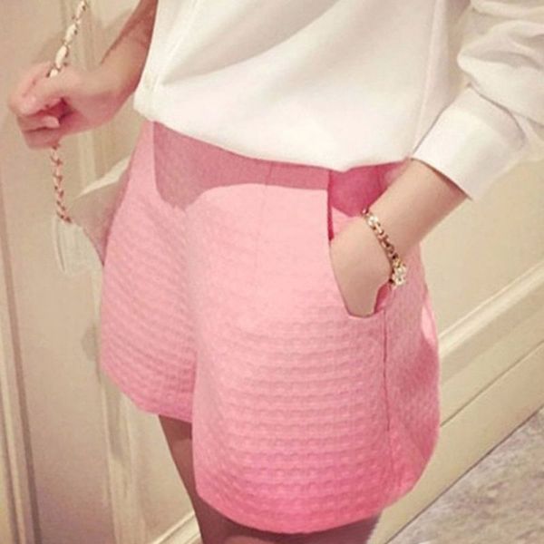 

high waist shorts europe style fashion women casual plaid shorts summer jeans, White;black