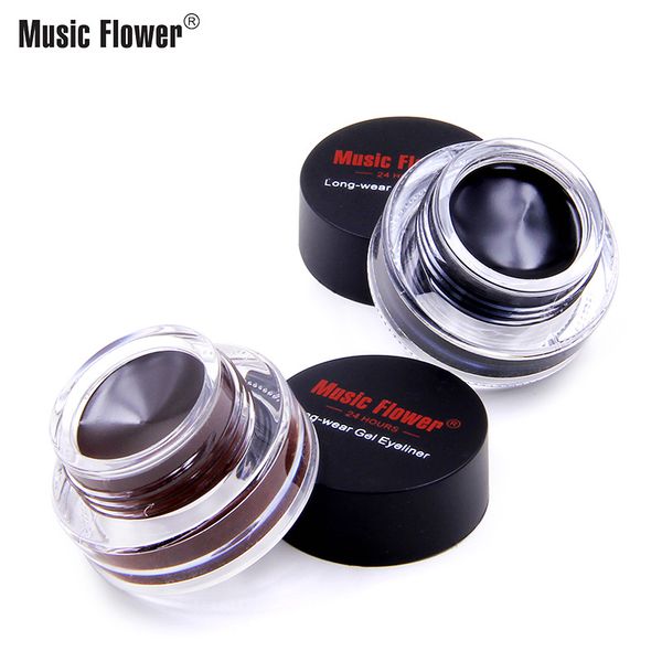 

music flower black + brown two-color gel eyeliner smudge- proof & water proof eye liner eye liner eyeliner gel makeup cosmetic + brush