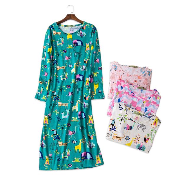 

lovely cartoon sleep dress women 100% cotton long-sleeved autumn sleepshirts women nightdress long nightgown plus size, Black;red